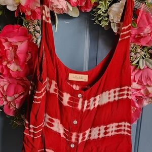 Bella Dahl Red and White Sleeveless Tie Front Tank Top